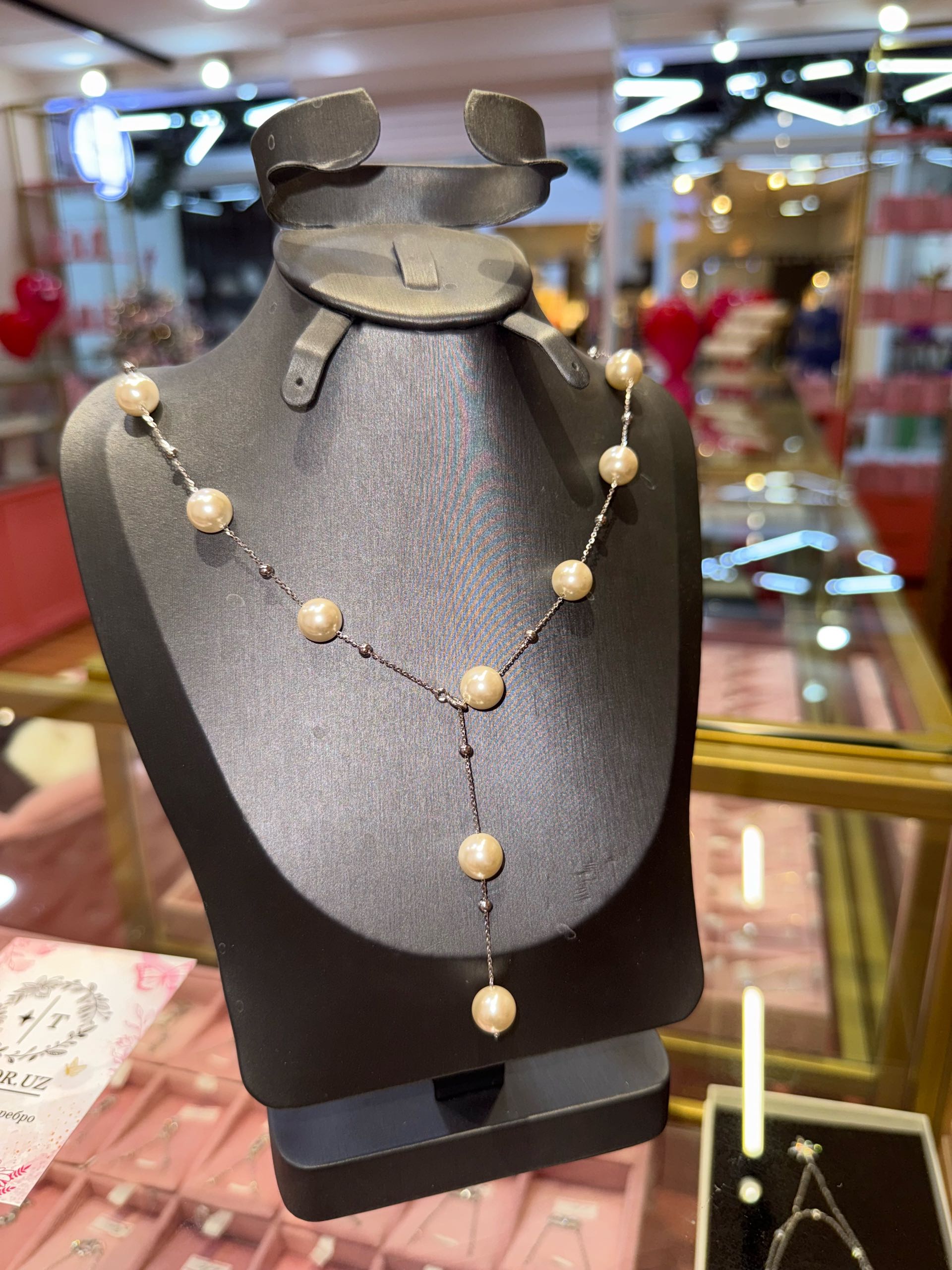 подвеска ц210 жемчужинки 65см сер