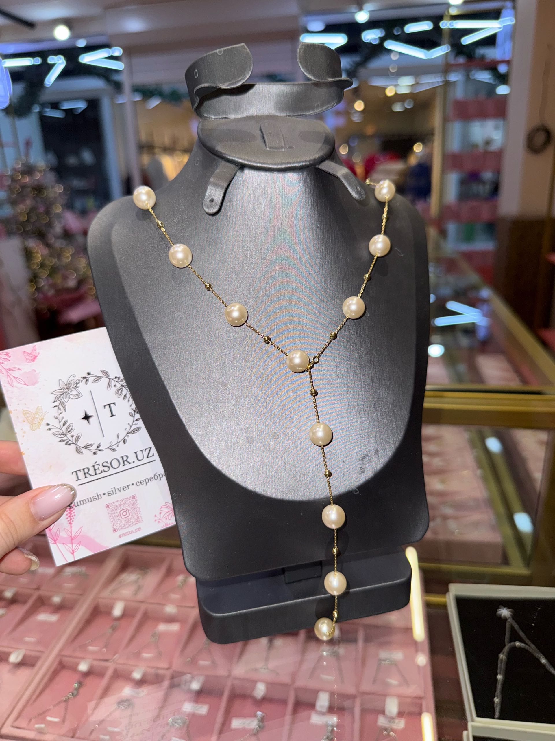 подвеска ц209 жемчужинки 65см зол